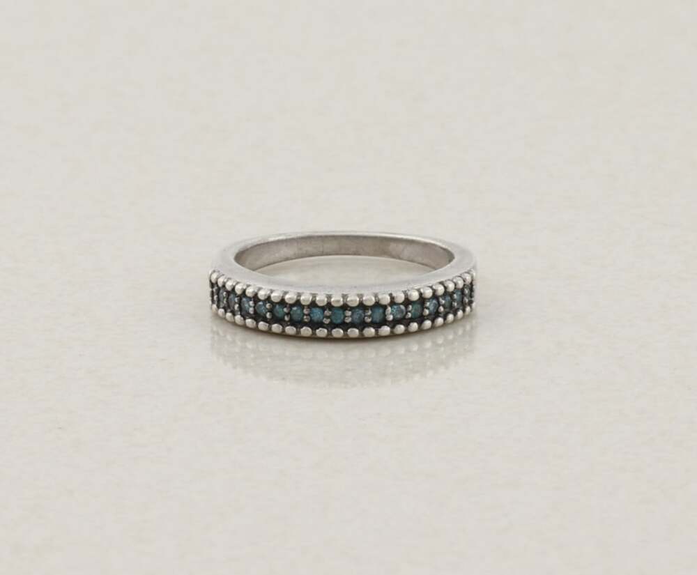 Sterling Silver Natural Blue Diamond Band Ring Size 7 1/4